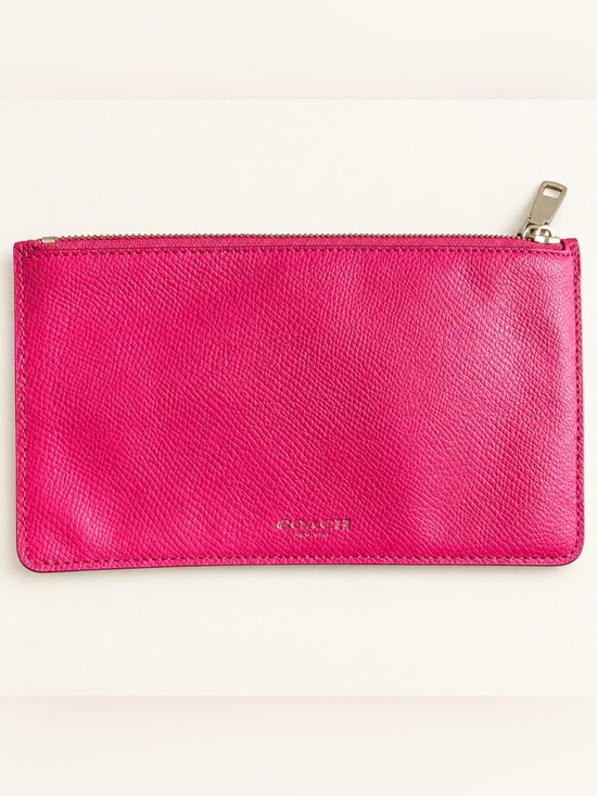 Coach Handbags - Coach Hot Pink Leather Zip Pouch
